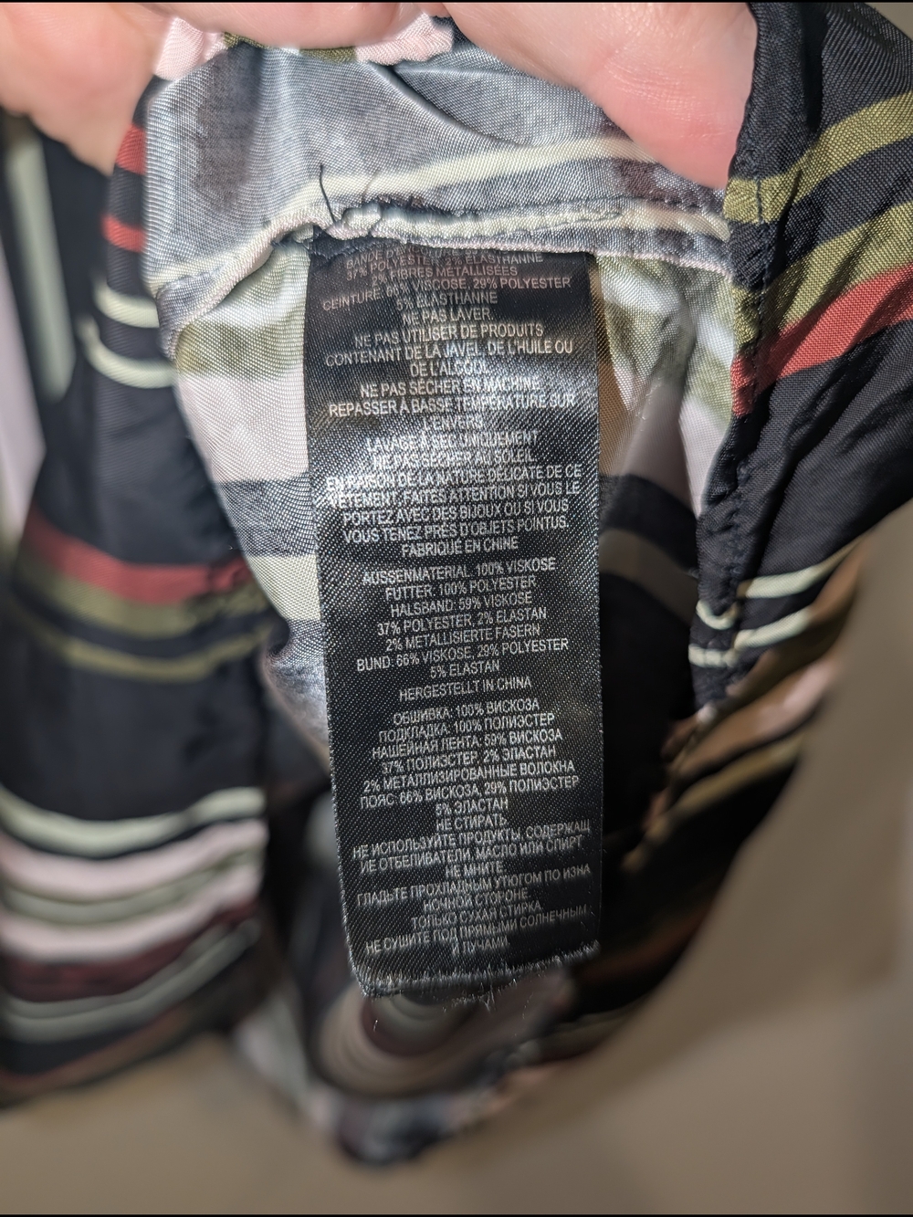 Ted Baker London Black‎ Midi Dress with Cream, Pink and Olive Stripes - Picture 4 of 11